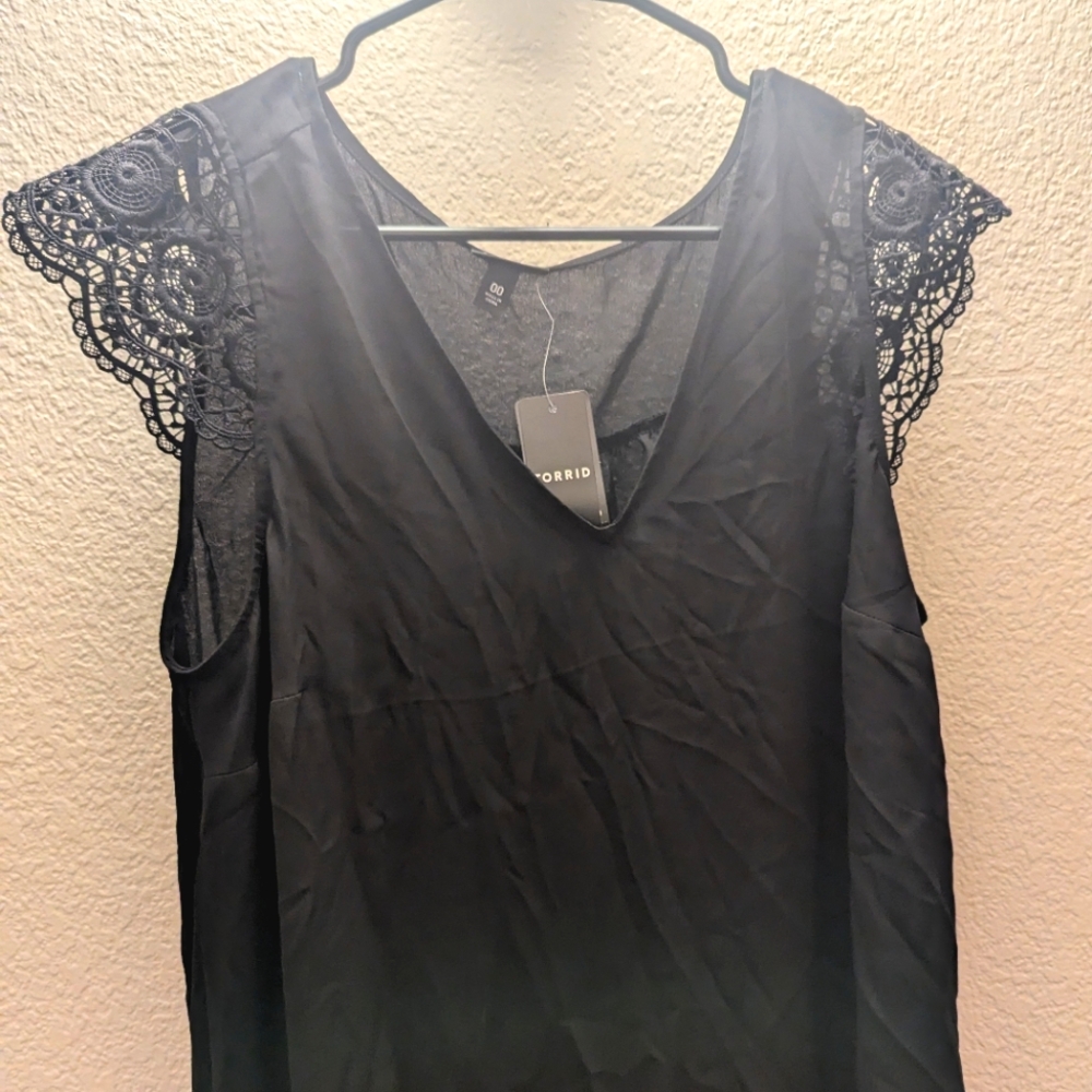 Georgette Lace Trim Sleeve Blouse
